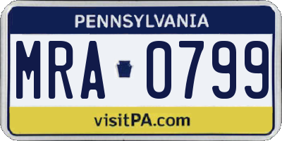 PA license plate MRA0799