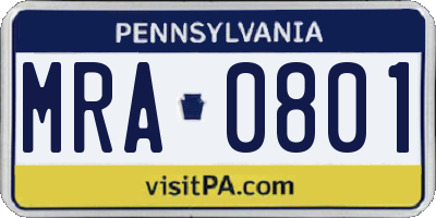 PA license plate MRA0801