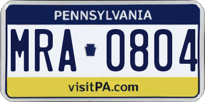 PA license plate MRA0804