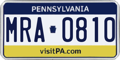 PA license plate MRA0810
