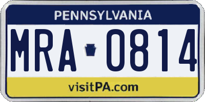 PA license plate MRA0814