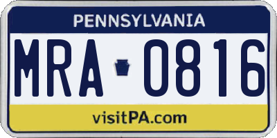 PA license plate MRA0816