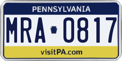 PA license plate MRA0817