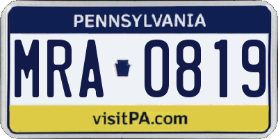 PA license plate MRA0819