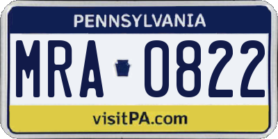 PA license plate MRA0822