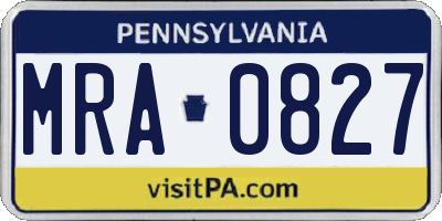 PA license plate MRA0827