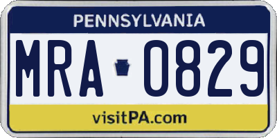 PA license plate MRA0829