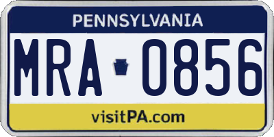 PA license plate MRA0856