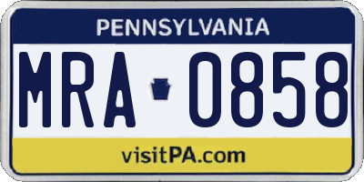 PA license plate MRA0858