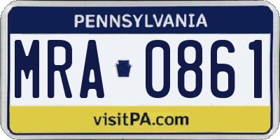PA license plate MRA0861