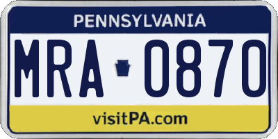 PA license plate MRA0870