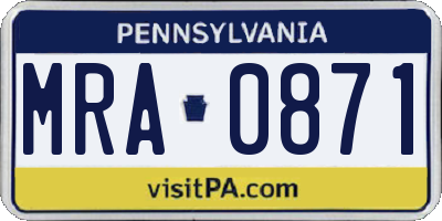 PA license plate MRA0871