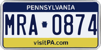 PA license plate MRA0874