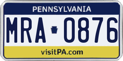 PA license plate MRA0876