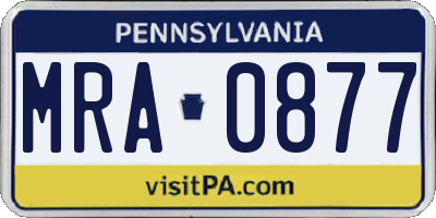PA license plate MRA0877