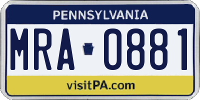 PA license plate MRA0881