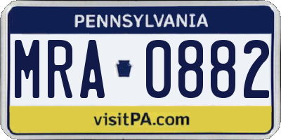 PA license plate MRA0882