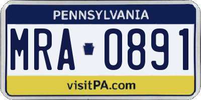 PA license plate MRA0891