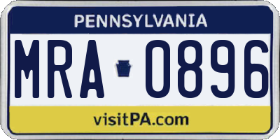 PA license plate MRA0896