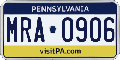 PA license plate MRA0906