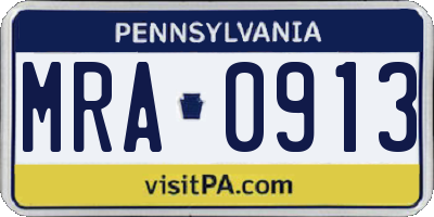 PA license plate MRA0913