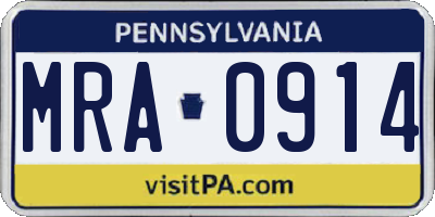 PA license plate MRA0914