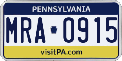 PA license plate MRA0915