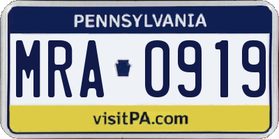PA license plate MRA0919