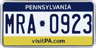 PA license plate MRA0923