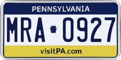 PA license plate MRA0927