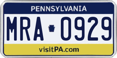 PA license plate MRA0929