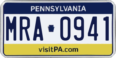 PA license plate MRA0941