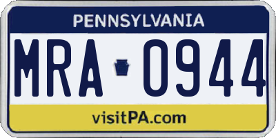 PA license plate MRA0944