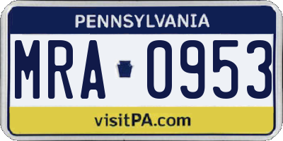 PA license plate MRA0953