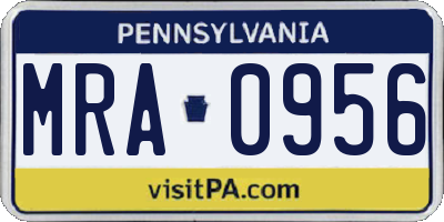 PA license plate MRA0956