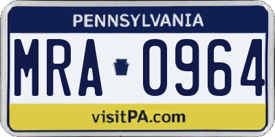 PA license plate MRA0964
