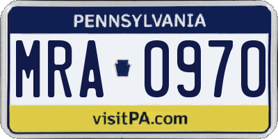 PA license plate MRA0970