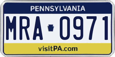 PA license plate MRA0971