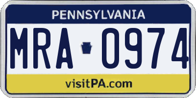 PA license plate MRA0974