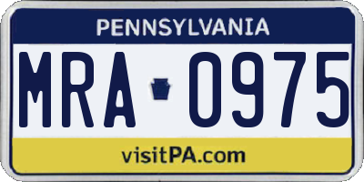 PA license plate MRA0975