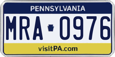 PA license plate MRA0976
