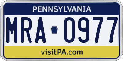 PA license plate MRA0977
