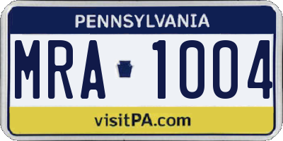 PA license plate MRA1004