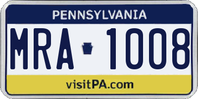 PA license plate MRA1008