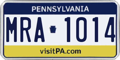 PA license plate MRA1014