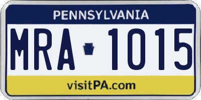 PA license plate MRA1015