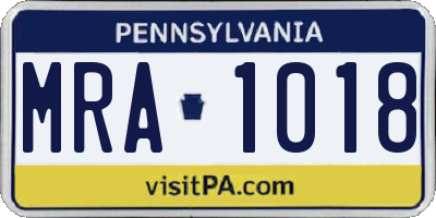 PA license plate MRA1018