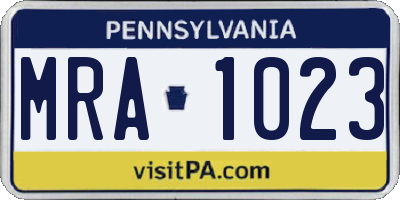 PA license plate MRA1023
