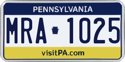 PA license plate MRA1025