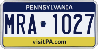 PA license plate MRA1027